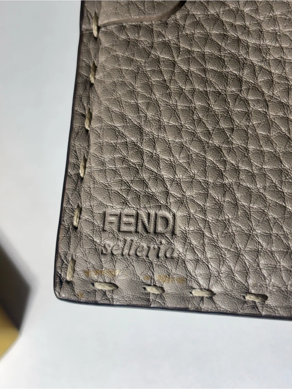 Fendi Medium Peekaboo Leather Bi-fold Wallet Gray/Tan WITH BOX Selleria